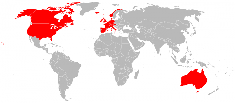 world map visited countries
