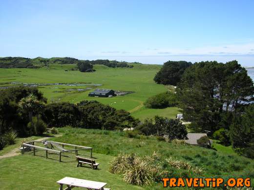 New Zealand - Nelson - Farewell Spit Visitor Centre and Cafe - Taken from the cafe looking over farmland and the spit.